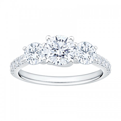 14K White Gold Oval/Emerald/Pear Diamond Engagement Ring