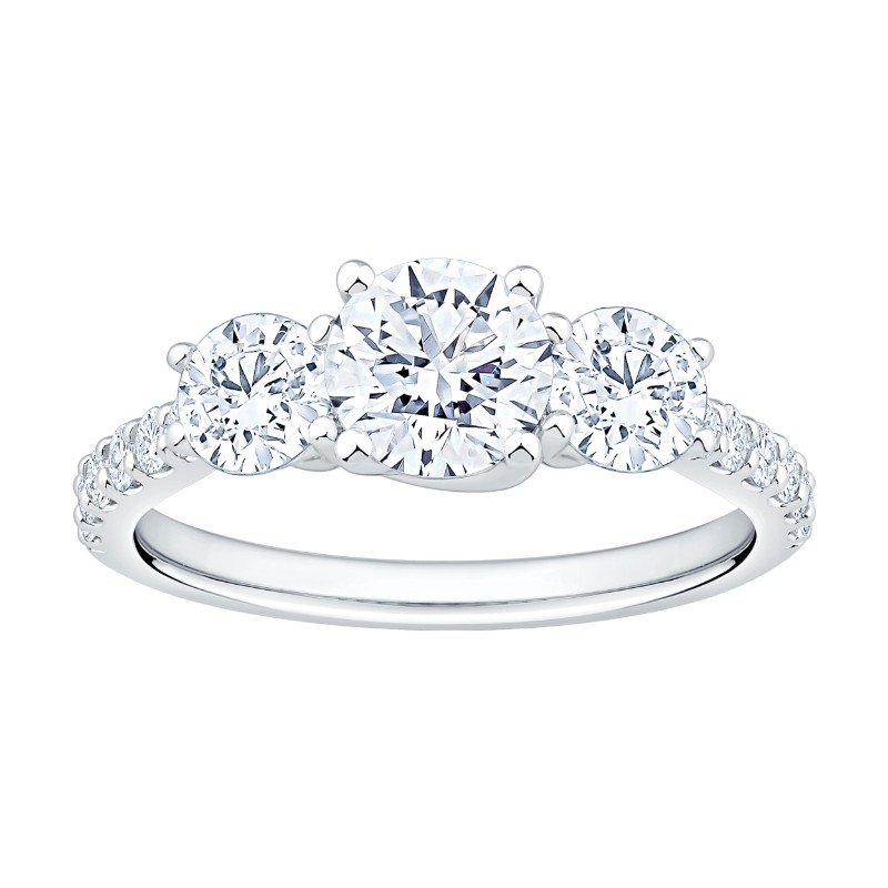 14K White Gold Oval/Emerald/Pear Diamond Engagement Ring