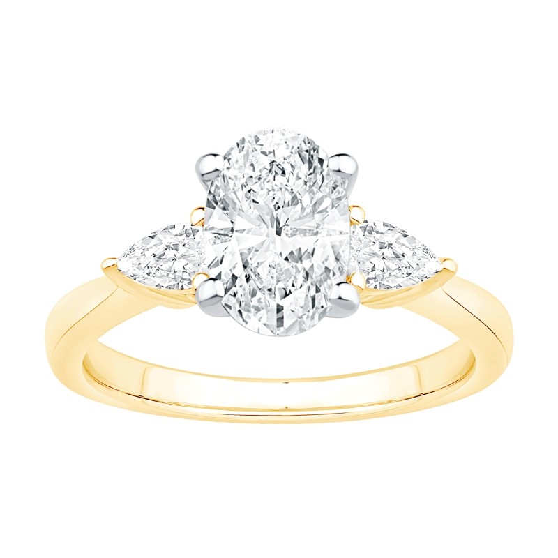 14K Yellow Gold Oval Diamond Engagement Ring