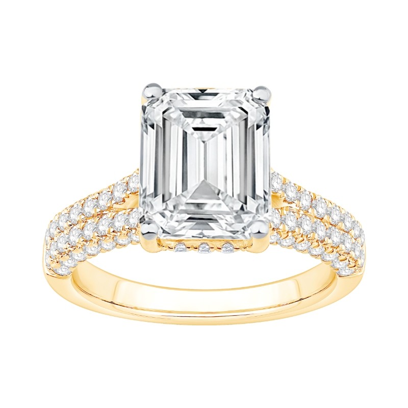 14K Yellow Gold Emerald Cut Diamond Engagement Ring