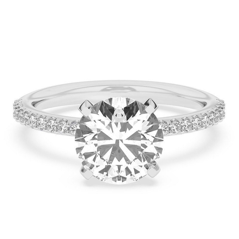 14K White Gold Round Diamond Classic Engagement Ring