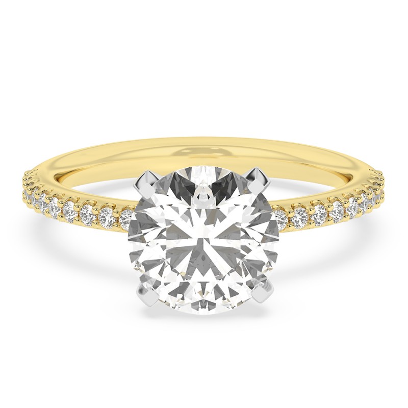 14K Yellow Gold Round Diamond Classic Engagement Ring