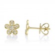 0.16Ct 14K Yellow Gold Diamond Flower Stud Earrings