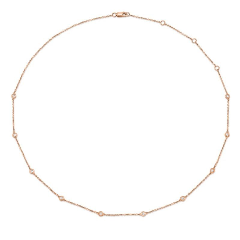 0.28Ct 14K Rose Gold 18 Diamonds By The Yard Chain