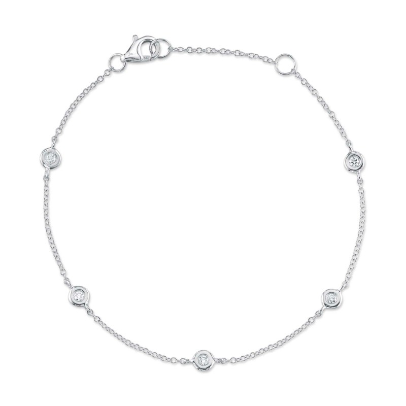 0.13Ct 14K White Gold 7 Diamonds By The Yard Bracelet