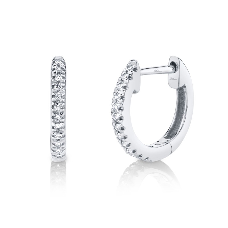 0.07ct 14k White Gold Diamond Huggie Earrings