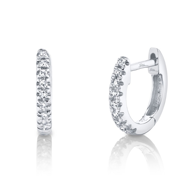 0.04Ct 14K White Gold Diamond Mini Huggie Earrings