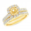 1.25Ct 14K Yellow Gold Diamond Semi-Mount Ring 2-Pc For 0.75Ct-Ctr