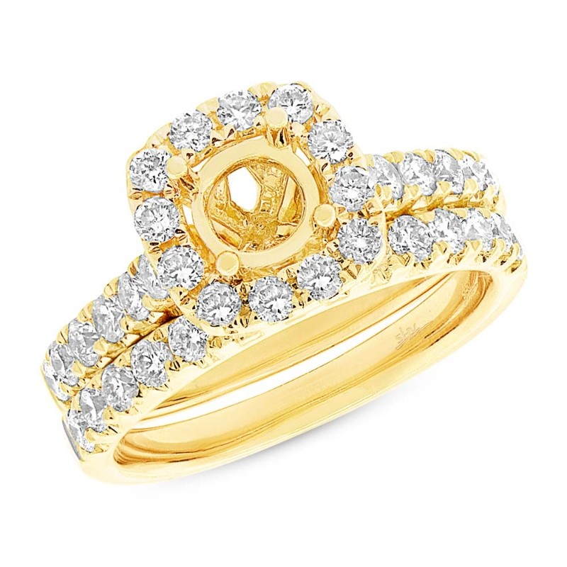 1.25Ct 14K Yellow Gold Diamond Semi-Mount Ring 2-Pc For 0.75Ct-Ctr