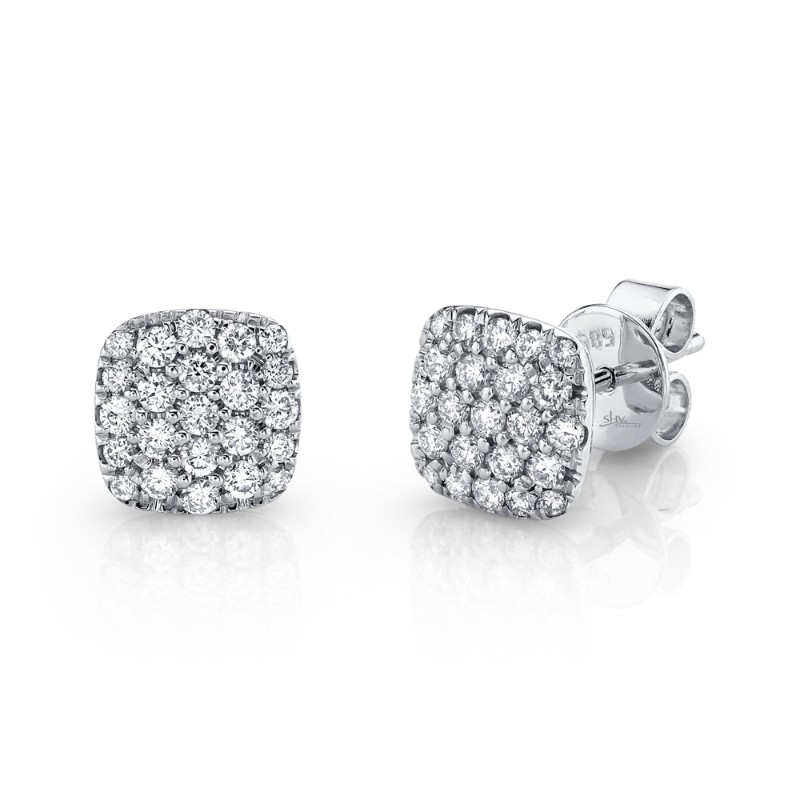 0.50Ct 14K White Gold Diamond Pave Stud Earrings