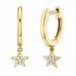 0.04ct 14k Yellow Gold Diamond Star Huggie Earrings
