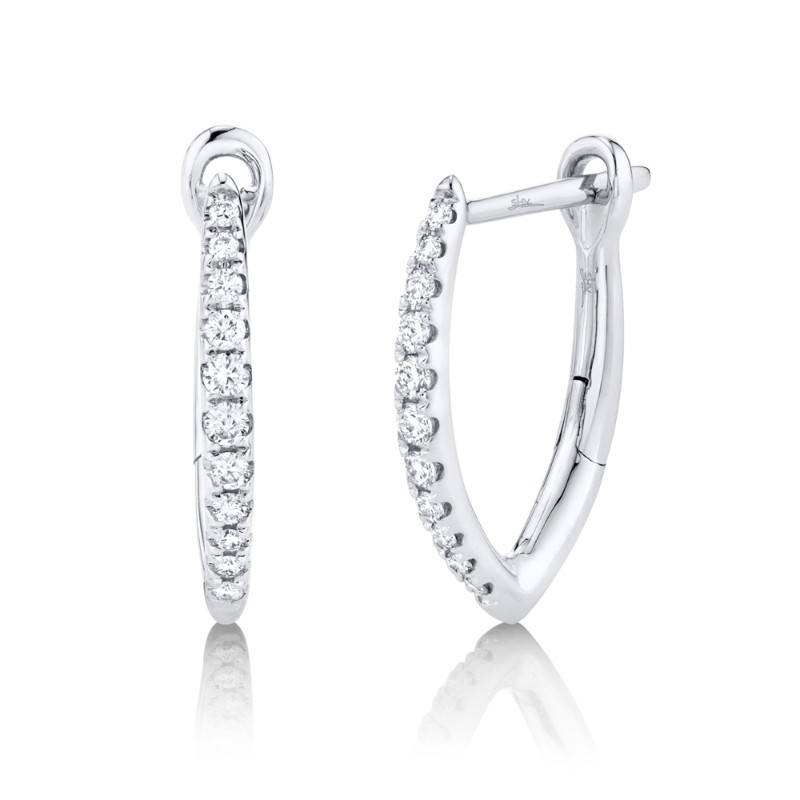 0.15Ct 14K White Gold Diamond Hoop Earrings