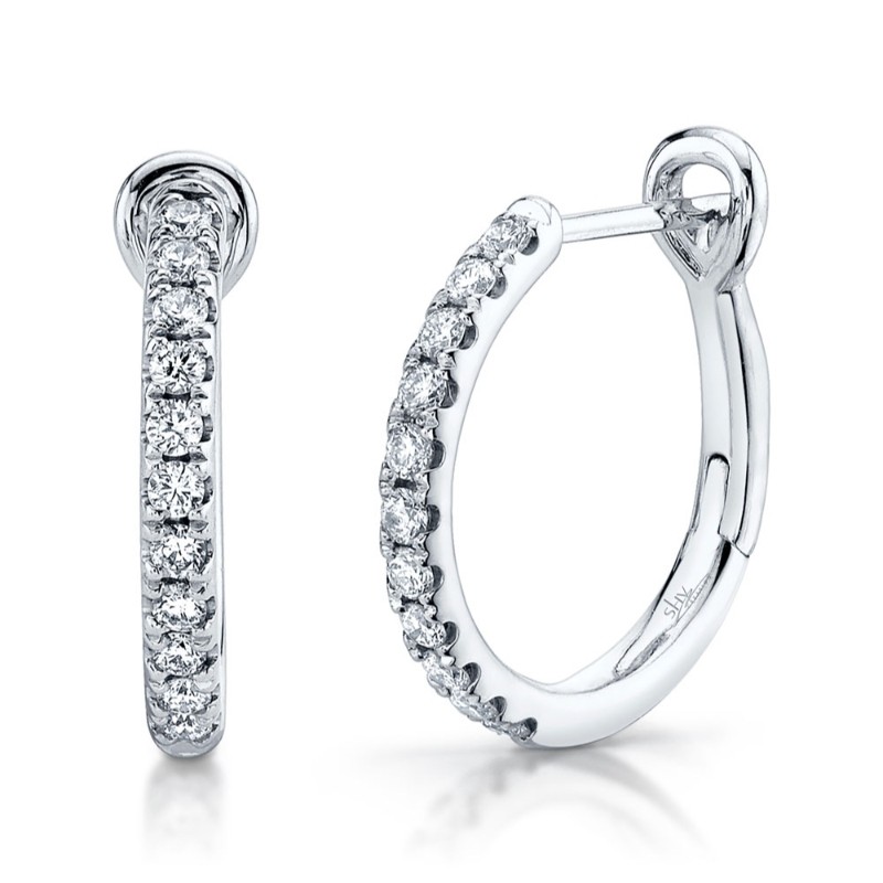 0.26Ct 14K White Gold Diamond Hoop Earrings