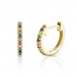 0.08Ct 14K Yellow Gold  Multi-Color Stone Huggie Earrings