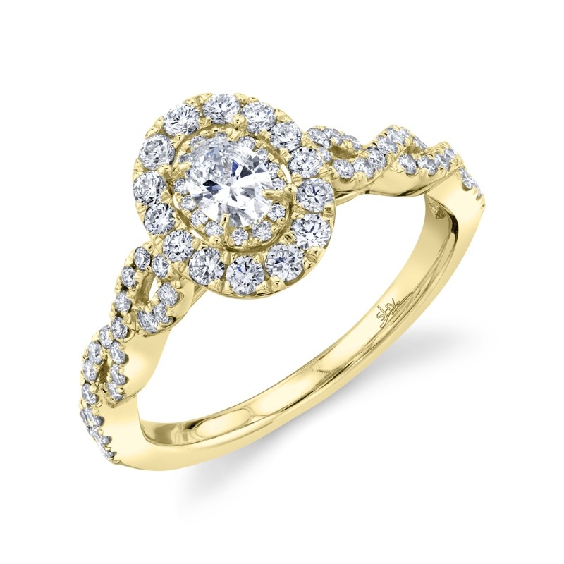 0.87Ct 14K Yellow Gold Oval Diamond Engagement Ring