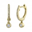 0.14Ct 14K Yellow Gold Diamond Bezel Huggie Earrings