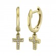 0.04Ct Diamond Cross Huggie Earrings