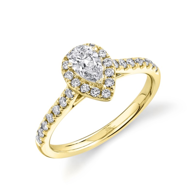 0.73Ct 14K Yellow Gold Pear Diamond Engagement Ring