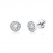 0.47Ct-Ctr(Round) 0.53Ct-Side 14K White Gold Diamond Cluster Stud Earrings
