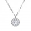 0.10Ct-Ctr(Round) 0.13Ct-Side 14K White Gold Diamond Cluster Necklace