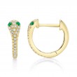 0.11Ct Diamond & 0.07Ct Emerald 14K Yellow Gold Snake Huggie Earrings