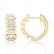 0.65Ct 14K Yellow Gold Diamond Baguette Huggie Earrings