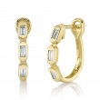 0.30Ct 14K Yellow Gold Diamond Baguette Oval Hoop Earrings