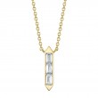 0.18Ct 14K Yellow Gold Diamond Baguette Necklace