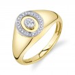 0.17Ct 14K Yellow Gold Diamond Oval Bezel Signet Ring
