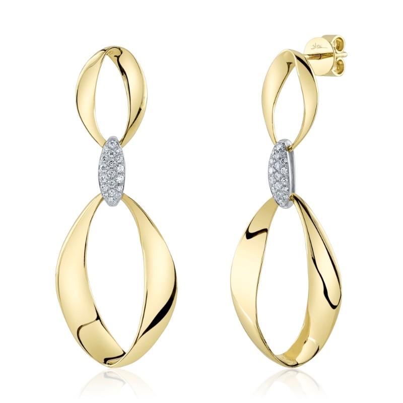 0.20Ct 14K Two Tone Yellow And White Gold Diamond Mobius Earrings
