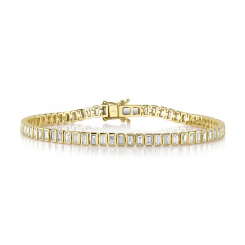 3.57Ct 14K Yellow Gold Diamond Baguette Bezel Tennis Bracelet