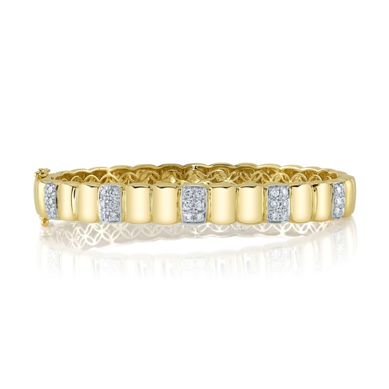 0.79Ct 14K Yellow Gold Diamond Bangle