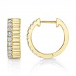 0.34Ct 14K Yellow Gold Diamond Ribbed Huggie Earrings
