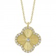 0.22Ct 14K Yellow Gold Diamond Ribbed Clover Necklace