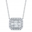0.41Ct 14K White Gold Diamond Baguette Necklace