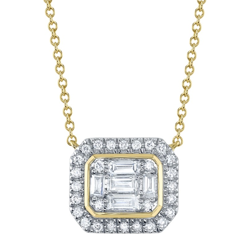 0.41Ct 14K Yellow Gold Diamond Baguette Necklace