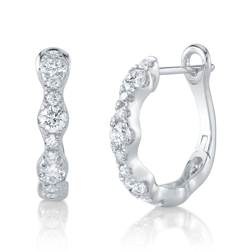 1.00Ct 14K White Gold Diamond Hoop Earrings