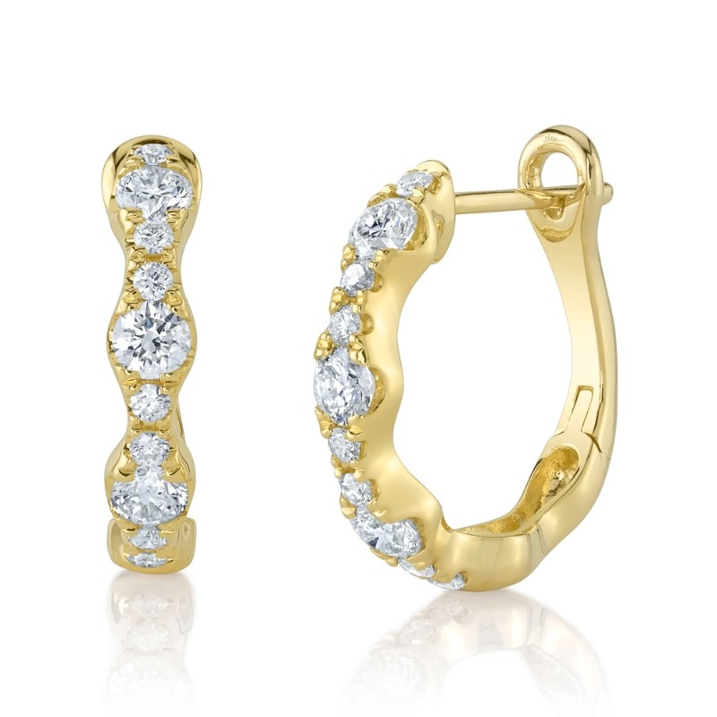 1.00Ct 14K Yellow Gold Diamond Hoop Earrings