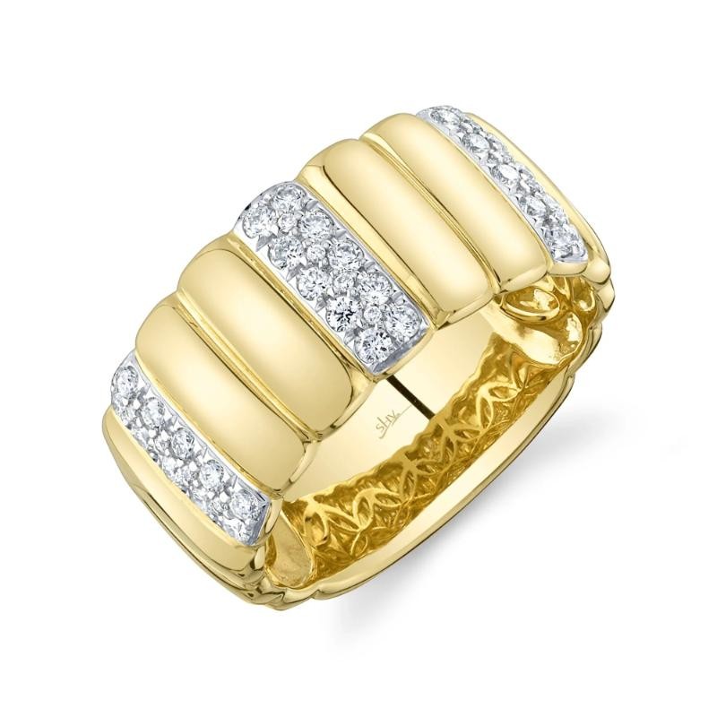 0.37Ct 14K Yellow Gold Diamond Ribbed Ring
