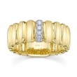 0.07Ct 14K Yellow Gold Diamond Ribbed Ring