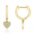0.09Ct 14K Yellow Gold Diamond Pave Heart Huggie Earrings
