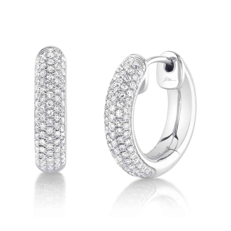0.40Ct 14K White Gold Diamond Pave Hoop Earrings