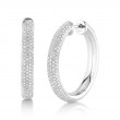 0.77Ct 14K White Gold Diamond Pave Hoop Earrings