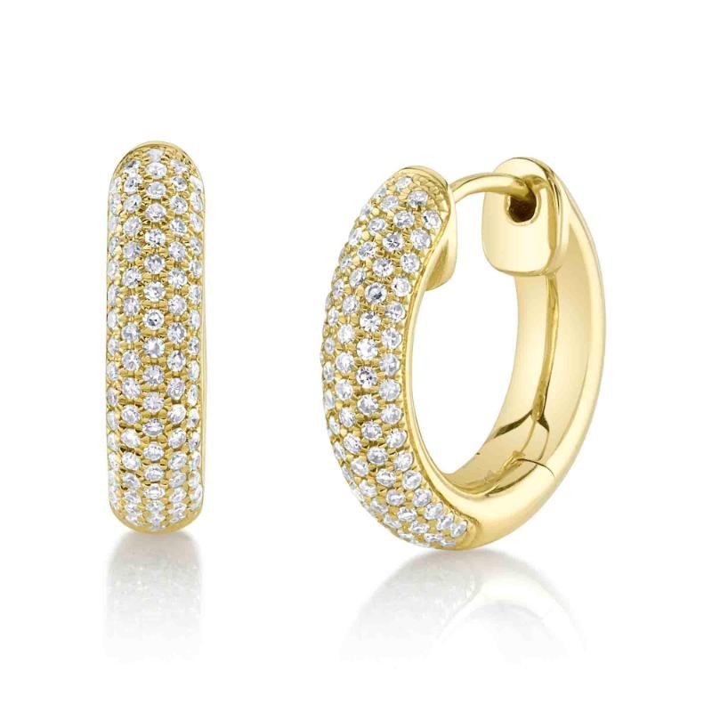 0.40Ct 14K Yellow Gold Diamond Pave Hoop Earrings