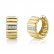 0.09Ct 14K Yellow Gold Diamond Ribbed Huggie Earrings