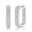 2.11Ct 14K White Gold Diamond Pave Rectangle Hoop Earrings