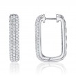 2.11Ct 14K White Gold Diamond Pave Rectangle Hoop Earrings