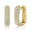 0.59Ct 14K Yellow Gold Diamond Pave Rectangle Hoop Earrings