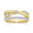 0.50Ct 14K Yellow Gold Diamond Ribbed Bridge Ring