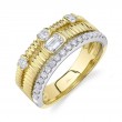 0.67Ct 14K Two Tone Diamond Emerald Ribbed Ring